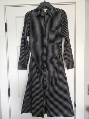 ✨️💕NWT A New Day Womens Shirt Dress Long Button Down Black Stripe Small